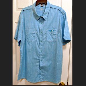 Bohio Cotton Aqua Pocket Man Shirt XL Button up